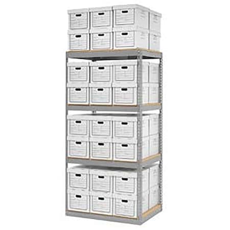 Global Industrial Record Storage Open With Boxes 42W x 30D x 84H, Gray B2297396